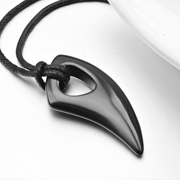 

classic durable stainless steel men necklace valentines day wolf teeth shaped jewelry casual pendant fashion decoration gift, Silver