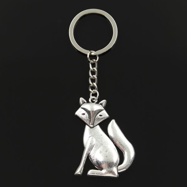 

fashion 30mm key ring metal key chain keychain jewelry antique bronze silver color plated fox 50x37mm pendant