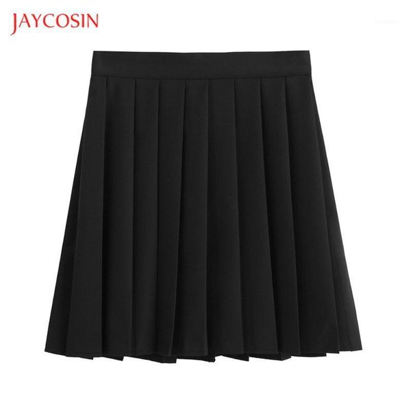 

jaycosin women fashion short skirt high waist solid summer student pleated skirt casual women sweet preppy style tennis1, Black
