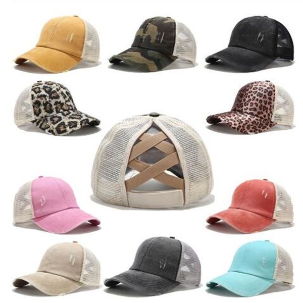 

cap hole ponytail washed cotton baseball summer breathable mesh running hat beach snapback party hats 30pcs ooa8095kbdem02o