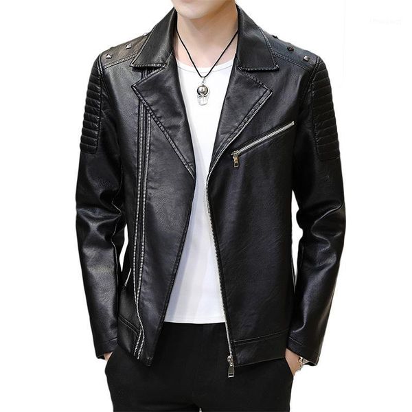 

high auality men leather jacket fashion motorcycle jacket male pu faux leather coats luxury men fur moto biker clothing1, Black