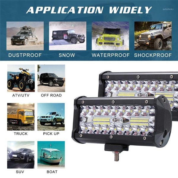 

carprie car light 2020 7inch 400w 3-rows led work light bar pods flush mount combo driving lamp 12v 97191