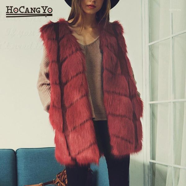 

hcyo autumn winter women waistcoat sleeveless vest plus size patchwork fur coat women's fur vest coats casual o-neck coats1, Black