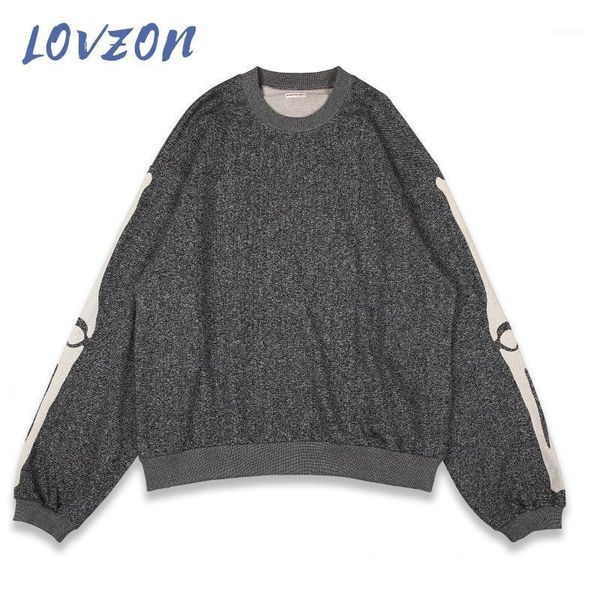

lovzon 2021 green loose skeleton bone printing sweater men woman good quality high street damage hole vintage knit sweater1, White;black
