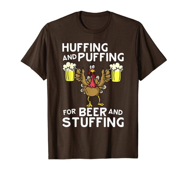

huffing and puffing beer stuffing thanksgiving turkey trot t-shirt, White;black