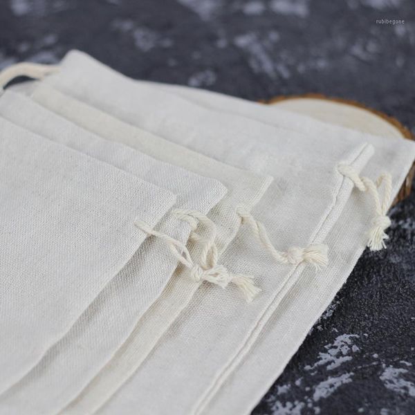 

gift wrap linen beige white bags birthday 4size wedding party favor holders jewelry drawstring packaging pouch 5pcs/lot1