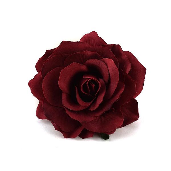 

10cm large artificial burgandy rose silk flower heads for wedding decoration diy wreath gift box scrapbooking craft fake bbygbd