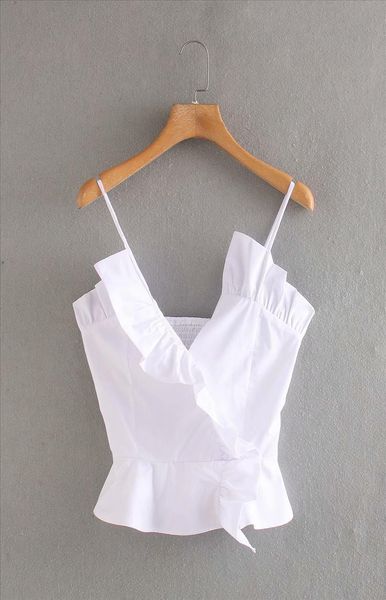 

2020 summer new womens solid color white strap poplin zaraing women blouse shirt vadiming sheining female shirt lfd9574
