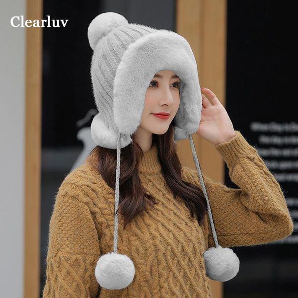 

beanie/skull caps autumn and winter ladies' woolen knit hats, outdoor warmth velvet pullover cute girls girlfriends, Blue;gray