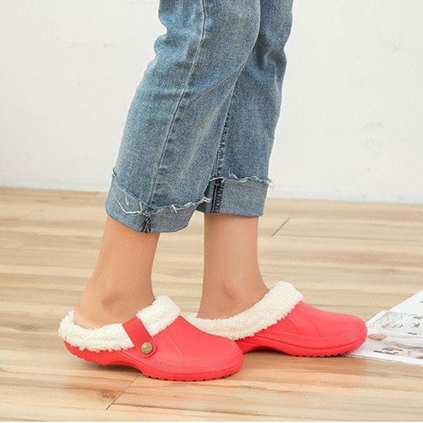 

women and men crocus with fur winter shoes for women soft plush slippers fleece lining home floor warm slipper fur shoes, Black