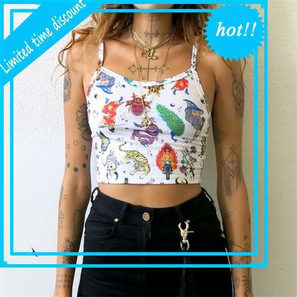 

2021 women summer fashion random tank slim crop vest animal beach shirt blouse mouwloze plain vintage holder clothing, White