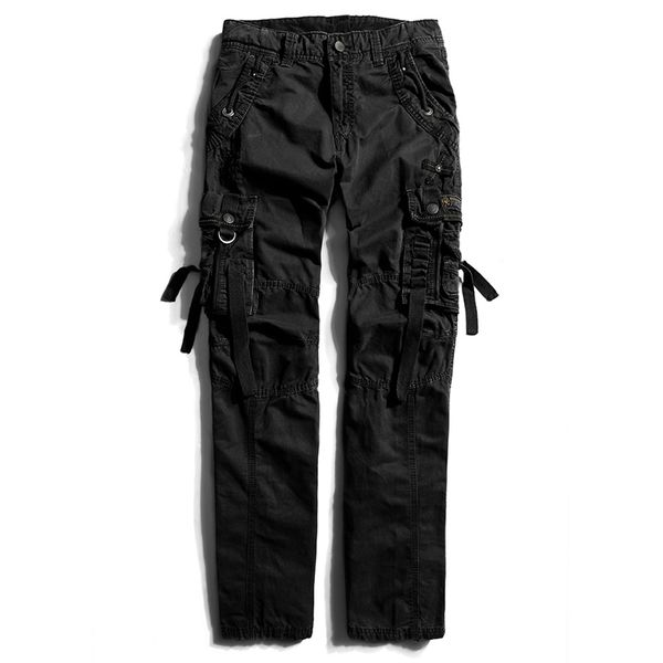 

new original 2021 luyzjzen training of the loosely pants camo in a straight line tactic with multi-pocket 44 nfzq, Black
