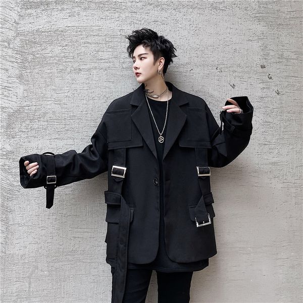 

2020 black male ribbons blazers men's fashion stage clothes streetwear suit outerwear zyo9, White;black