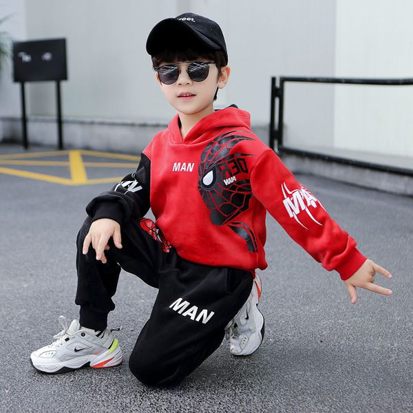 

boys' winter gold velvet thickened children's two piece suit, White