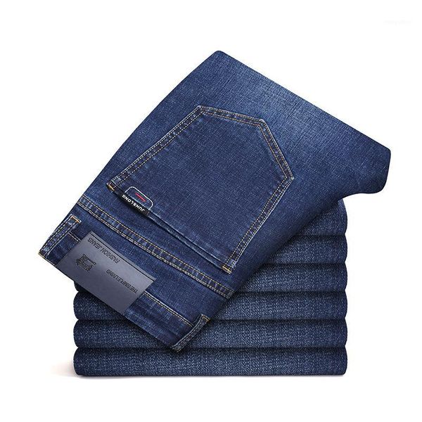 

2020 spring autumn winter new men's blue jeans classic style business casual elastic slim fit cotton trousers male pants,-81051