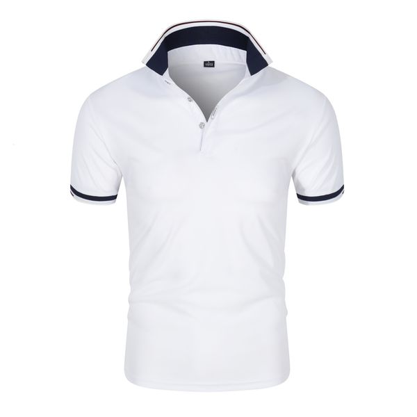 

new business casual shirt european and american men's pure color short sleeve breathable anti-pilling polo, White;black