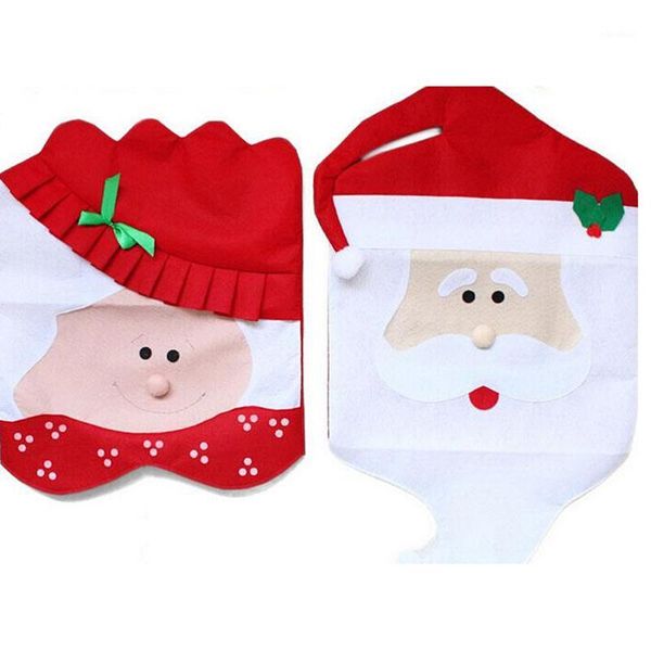 

santa claus mrs. claus cap chair covers christmas dinner table decoration for home chair back cover decor 20201