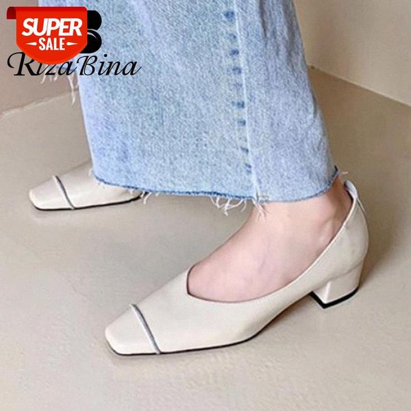 

rizabina new women shoes genuine leather square heel women pumps fashion cool office ladies shoes spring footwear size 33-40 #nx9e