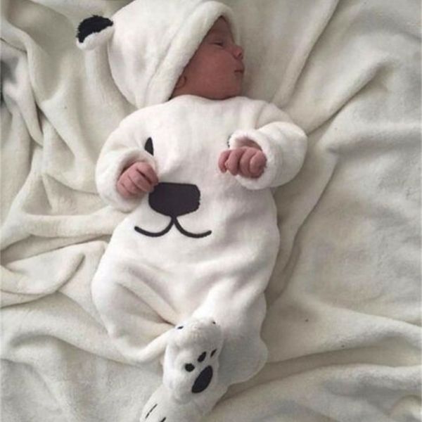 

pudcoco 3pcs newborn baby girl boy soft fluffy long sleeve pants cute hat outfits set warm clothes pajamas y200803, White