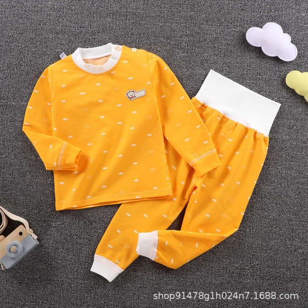 

set children's trousers long sve underwear autumn winter boys' and girls' pajamas home baby cloth, Blue;red