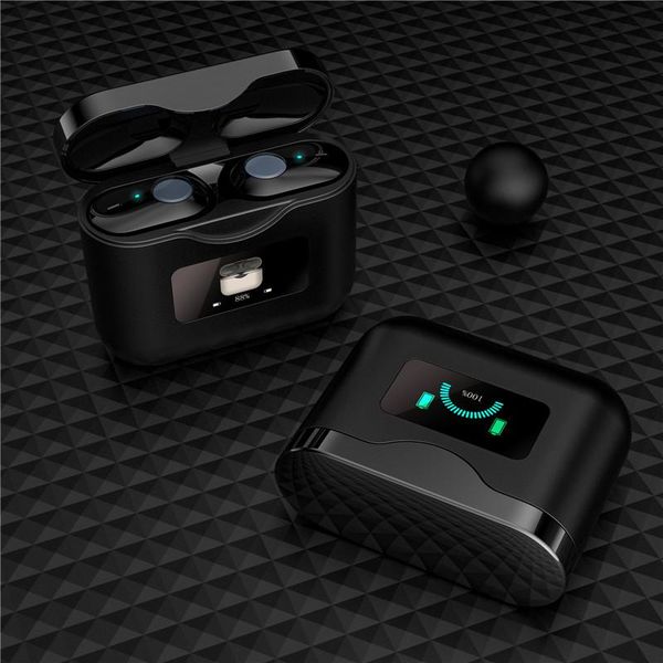 

twsv5.0 earbuds bluetooth wireless headset, 3d stereo headset with dual microphones and custom screen, gaming headset