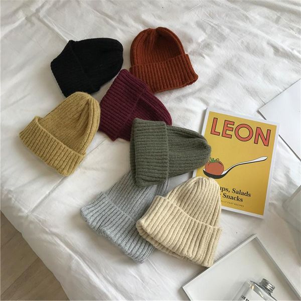 

womens beanie hat autumn women wool knit beanie hat cuff beanie watch cap for girls spring skull hats for female jllszf, Black;white