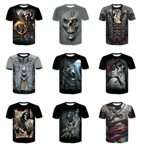 

2021 new drop ship 3d printed t-shirt men's women's tshirt punk style tees skull t shirt gothic tshirt gym, White;black
