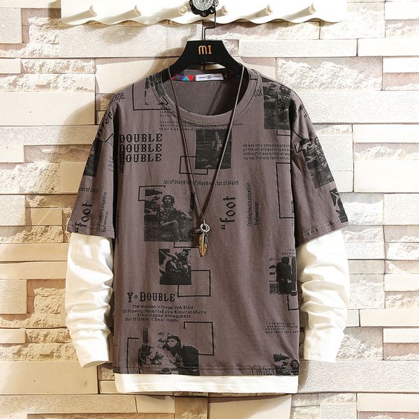 

2021 new autumn fashioned spring oversized a male print tshirt long sleeve the neck shirt for man t acab, White;black