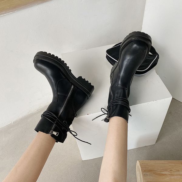 

martin boots women's 2020 summer new college england style thin boots retro all-match motorcycle boots women autumn shoes c1120, Black