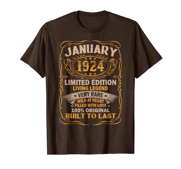 

january 1924 shirt 96 years old 96th birthday gifts t-shirt, White;black