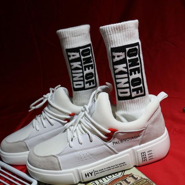 

popular sports ins harajuku college street personality men's sock vertical column letter fashion women's in the stockings, Black