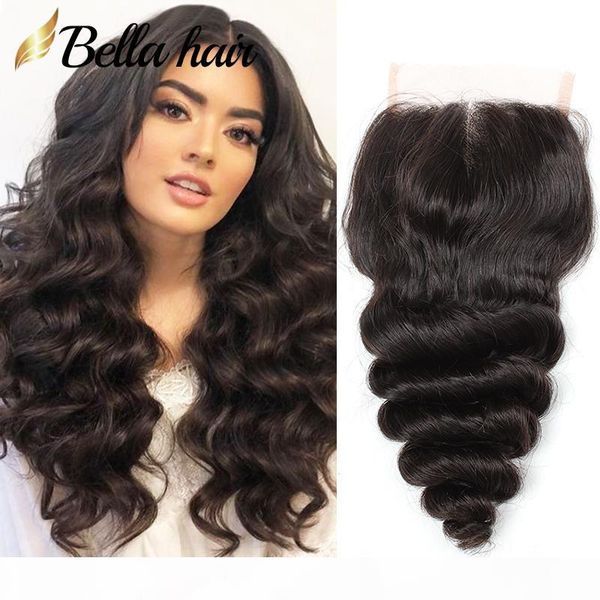 

4x4 loose wave lace closure virgin remy human hair natural black can be bleached 3 way part middle part swiss lace closure with baby hair, Black;brown
