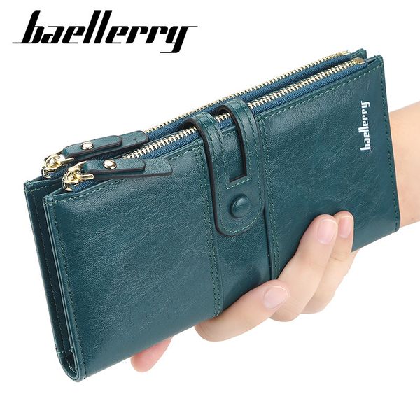 

2020 fashion women wallets long leather card holder classic female purse zipper brand wallet for women c1115, Red;black
