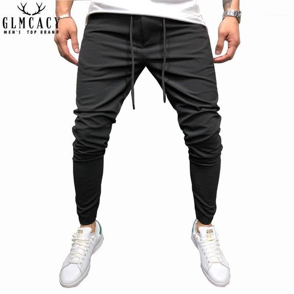 

men's pants skinny drawstring men streetwear elastic bottom and waist jogger ankle casual slim fit trousers with pockets1, Black