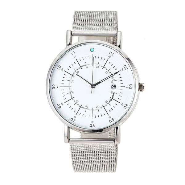 

new arrivals time-limited designers foreign trade selling stainless steel mesh belt business casual mens watch simple digital scale cale, Slivery;brown