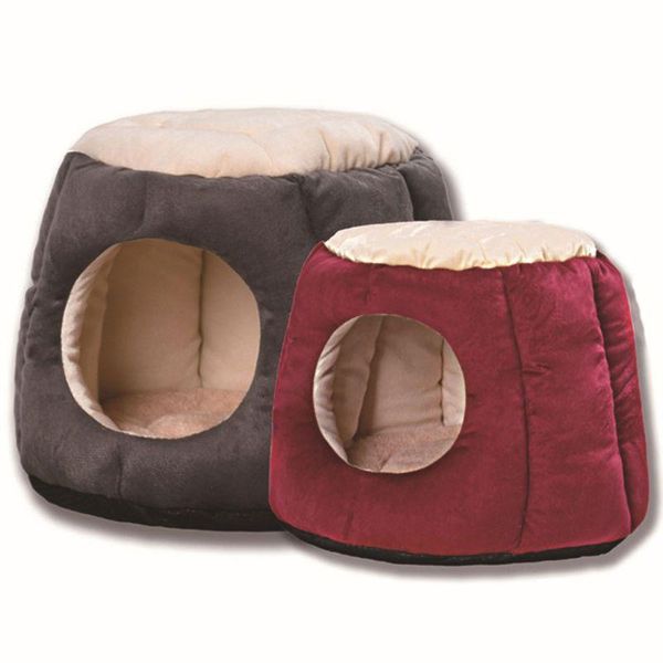 

round cat bed - cute and comfortable self warming plush calming cat bed
