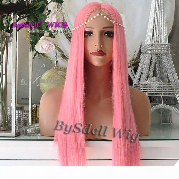 

synthetic african american wigs solid pink colour amazing long straight hair no lace front wig lace front wig for fashion party cos show, Black
