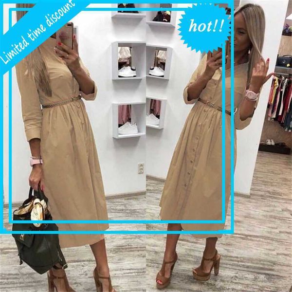 

reclaim women long mouths dress chic effen color lace up mid length dresses buttons elegant vestido mujahideen plus size, Black