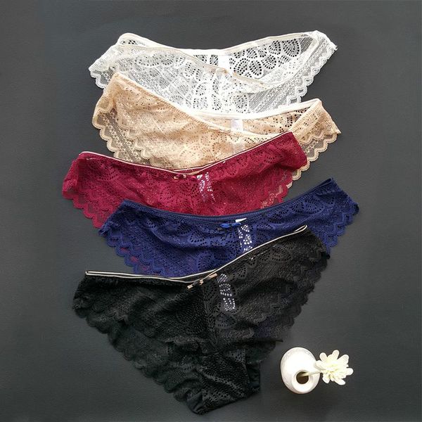

women's panties cotton breathable underwear lace bikini thong g-shaped, Black;pink