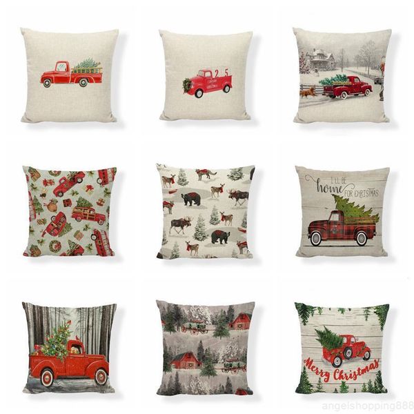 

pillowcase xmas red car printing covers tree throw pillow case sofa couch cushion cover christmas decoration dhc3013