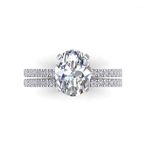 Anelli di nozze Carofeez 2 pezzi / set Set di anelli di zircone di cristallo semplice per gioielli da donna Anelli di moda con fascia di fidanzamento Luxucy1