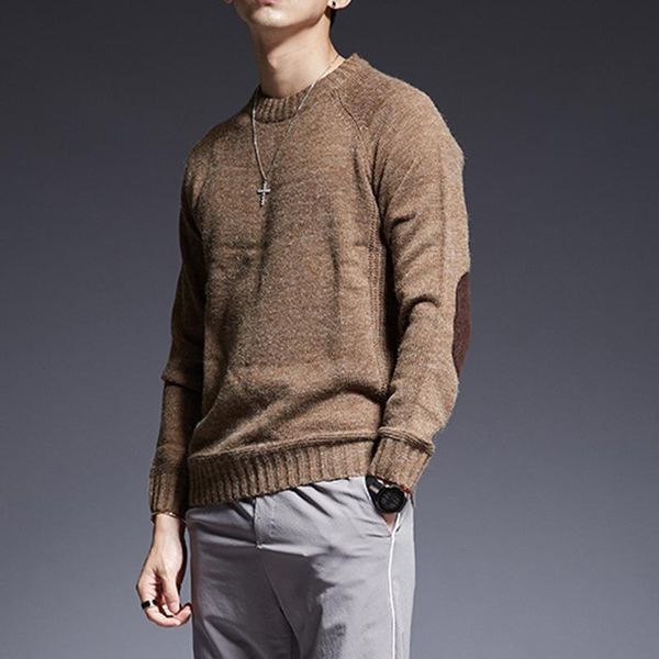 

2020 pullover men's college style patch color contrast and thickened crew neck sweater men's fashion thick sweater knitwear 0023, White;black