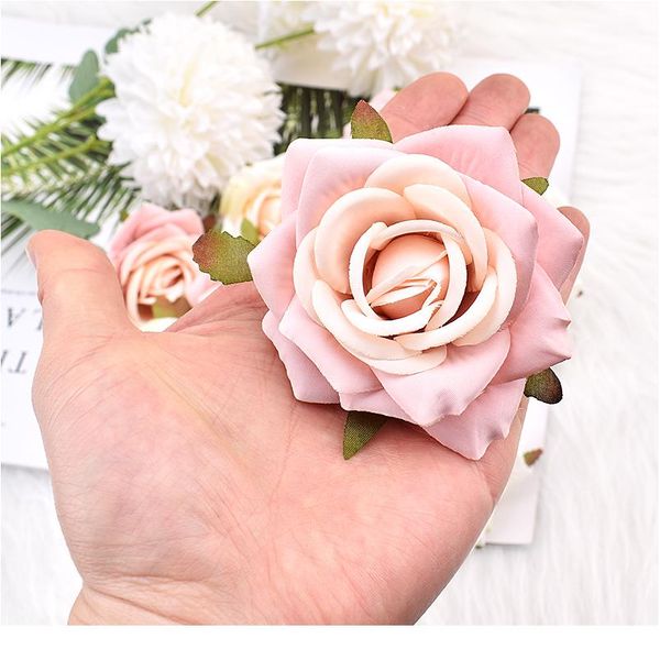 

new 10pcs/lot 7cm artificial rose silk flower heads for wedding decoration diy wreath gift box scrapbooking craft fake bbywno