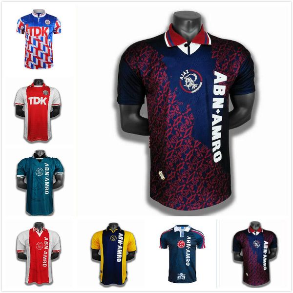 

1994 1995 retro soccer jersey 1990 finidi kluivert litmanen de boer kanu davids overmars reiziger vintage classic football shirt, Black;yellow