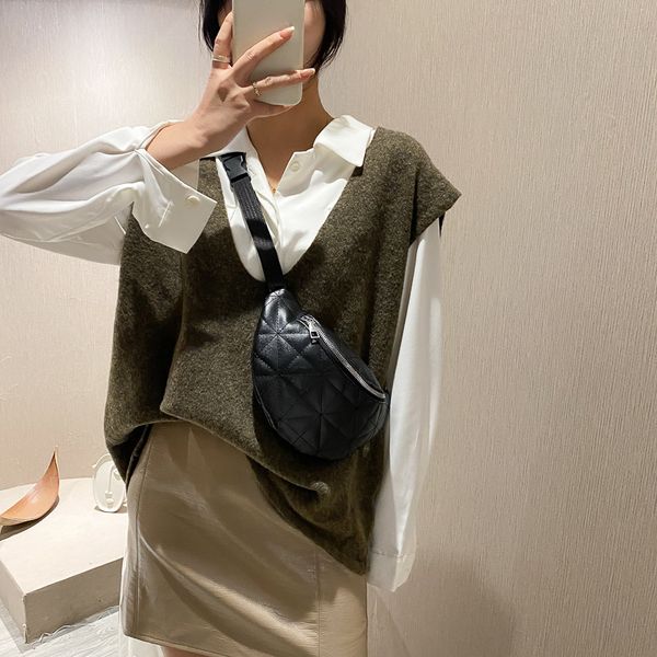 

2020 women waist bag fashion bumbag for woman belt bag lady cross body bag sac banane black and white gezi