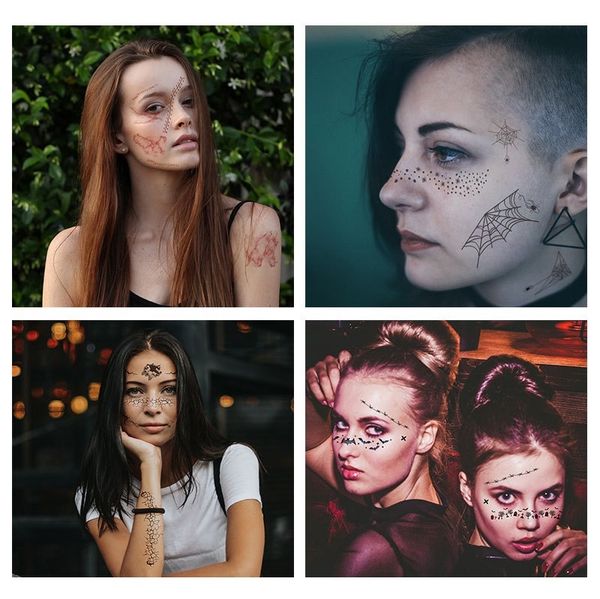 

waterproof halloween face sticker funny atmosphere scary scars halloween blood mark tattoo sticker realistic blood fake taty wmtmui