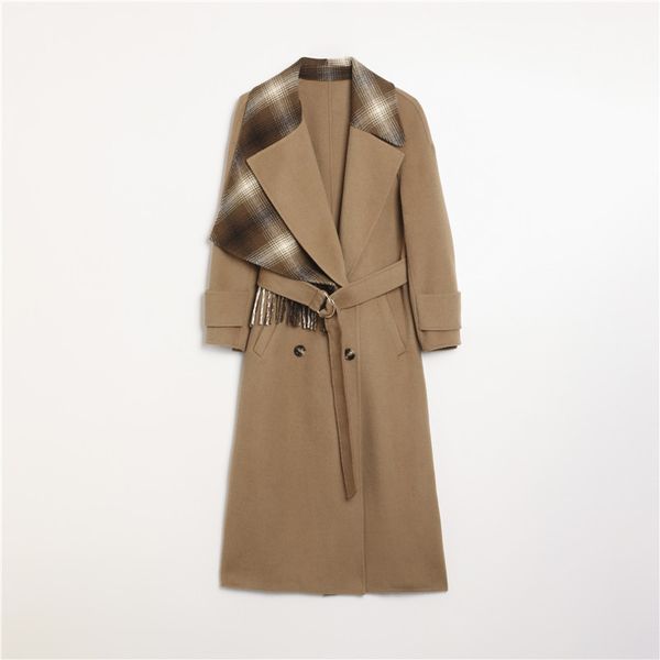 

осень / зима женская верблюда елочные шерстяные пальто англия мода задние кнопки пальто женские серые шерстяные пальто, Black