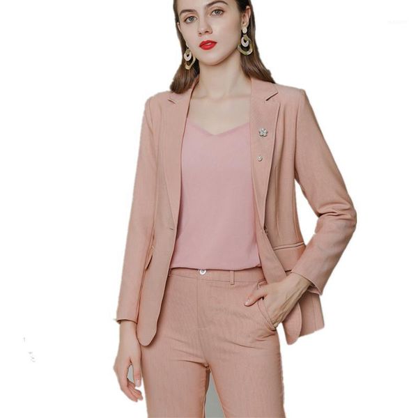 

women's pants suits fashion slim women's business casual wear female suits two-piece single button blazer+ trousers1, White