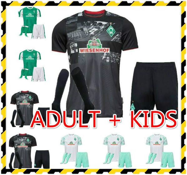 

kids + sock 20 21 sv werder bremen soccer jerseys 2020 2021 black klaassen fullkrug bittencourt rashica pizarro football shirts, Black;yellow