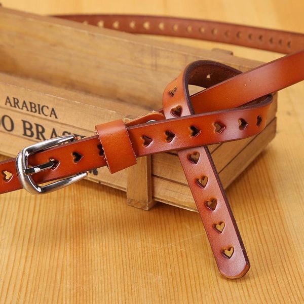 

the new 2020 genuine leather women belt designer heart-shaped black cowhide belts jeans accessories strap, Black;brown